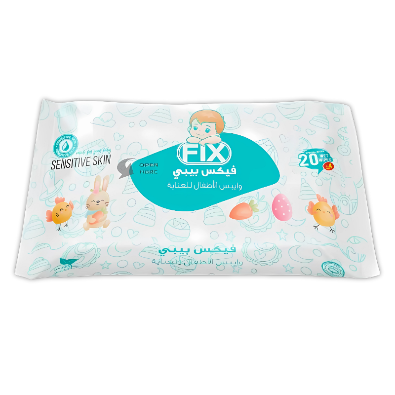 مناديل مبللة للاطفال من فيكس -عبوة 20+4منديل